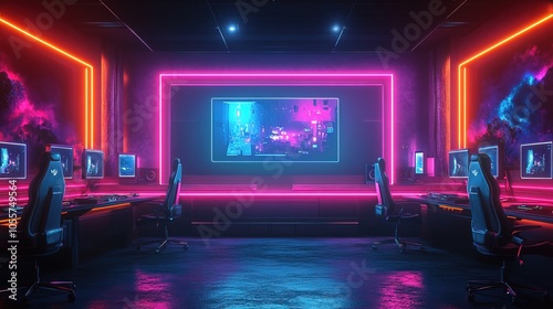 Neon Light Glow E-Sport Arena with the Big Joy Pad