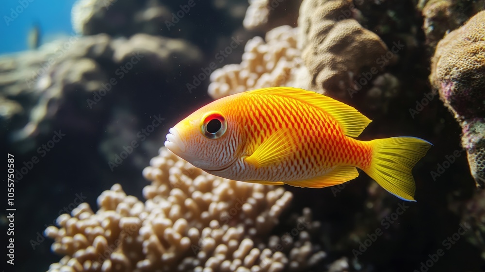 Vibrant coral fish relaxing on a coral reef Close up shot ideal for covers backgrounds wallpapers and projects related to nature and marine life Vibrant coral fish relaxing on a coral reef Close up shot ideal for covers backgrounds wallpapers and projects related to nature and marine life