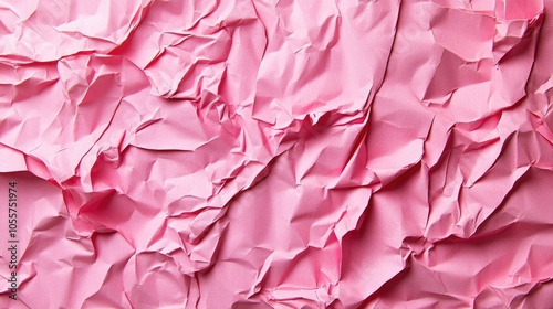 Crumpled and torn pink paper texture suitable for various design applications