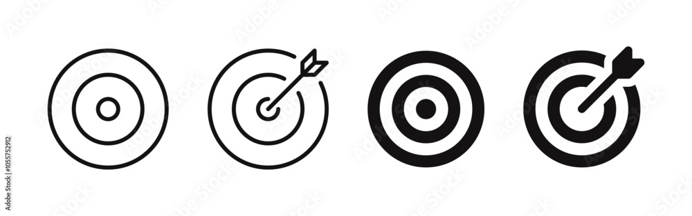 Target icons set. Goal, Archery target with arrow, darts. Vector illustration. Target icons set. Goal, Archery target with arrow, darts. Vector illustration.