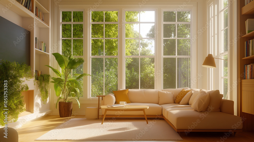 Fototapeta premium Cozy living room in a warm tone