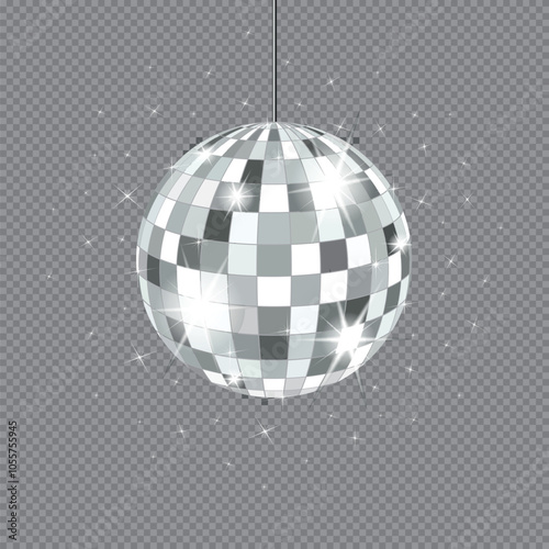 Disco ball for nightclubs and discotheques. Shining spheres for music party. Shiny mirror disco ball.