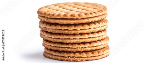 Stack Of Sweetmeal Digestive Biscuits Isolated On White photo