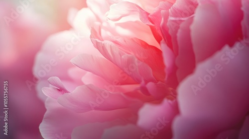 Soft focus on blurred pink peony petals