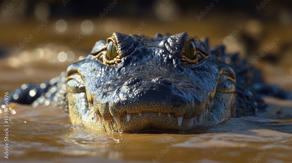 Fototapeta premium Close up view of a crocodile in the water