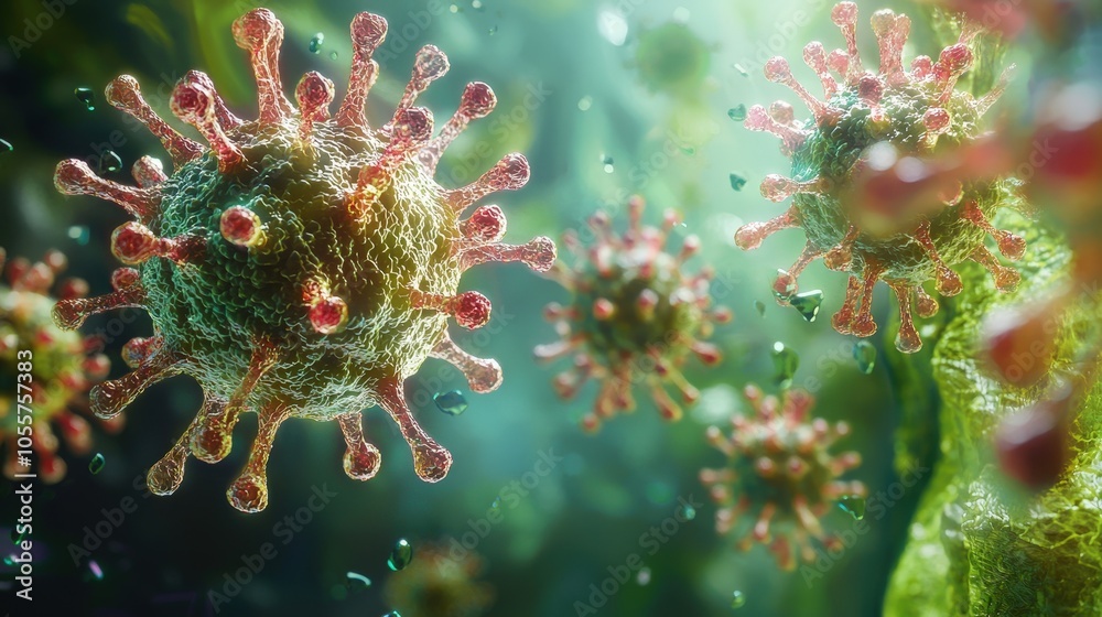 Realistic Close-Up of HIV Virus Microscopic View Realistic Close-Up of HIV Virus Microscopic View