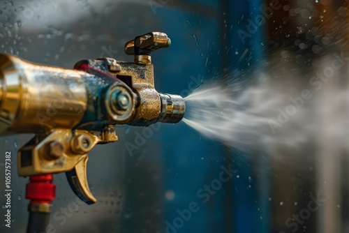 Professional cleaning tool spraying a powerful jet of water, removing dirt and grime with high pressure photo