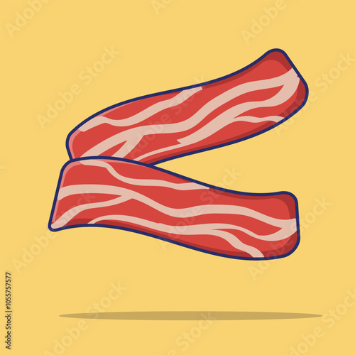 Slice Of Bacon Meats Vector Illustration, Foods Icon, Meats Vector Isolated, Food Culinary Illustration