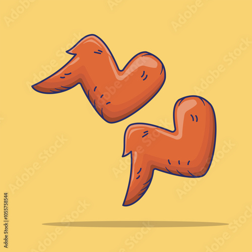 Chicken Wings Vector, Illustration, Food Icon, Food Art, Culinary Icon, Isolated Vector 