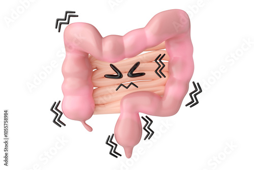 Fotografie constipation pain cartoony isolated on white background