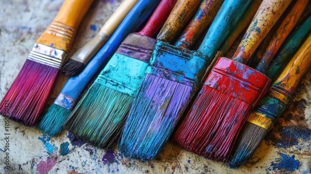 Fototapeta premium Various colorful paintbrushes