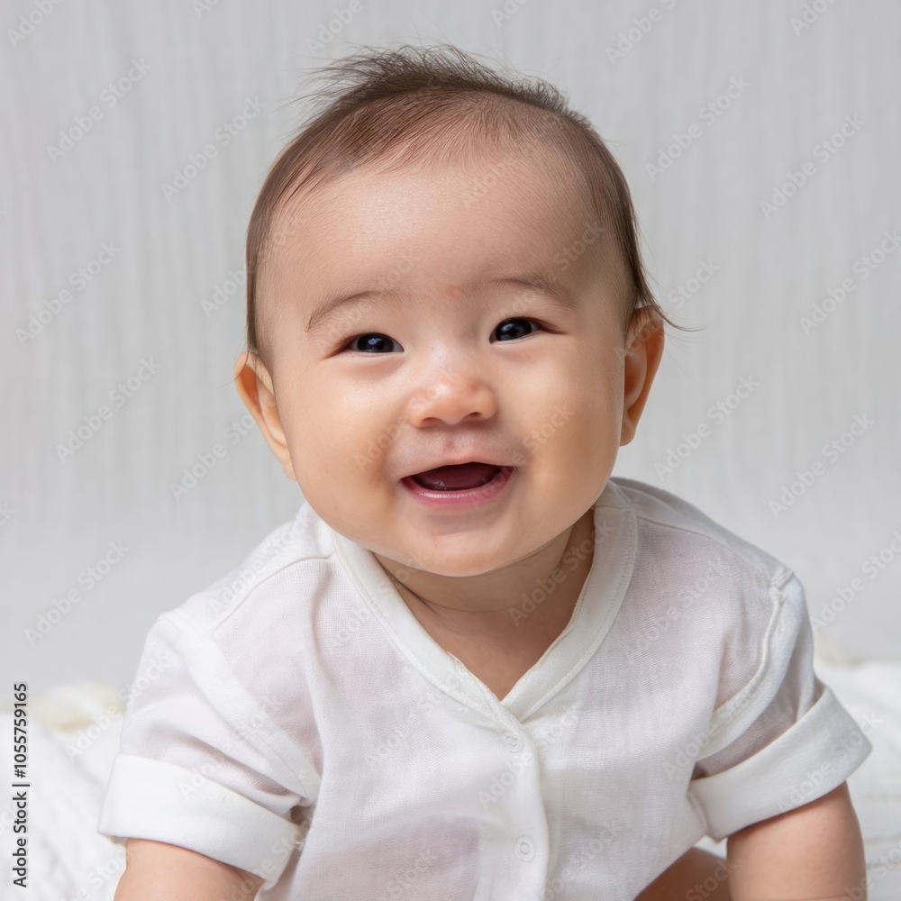 cute asian baby sitting on the floor isolated on white background cute asian baby sitting on the floor isolated on white background