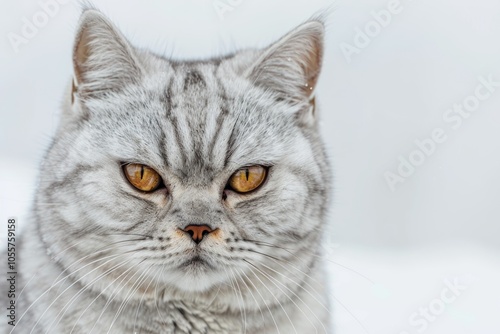 silver tabby british shorthair cat looking at the camera