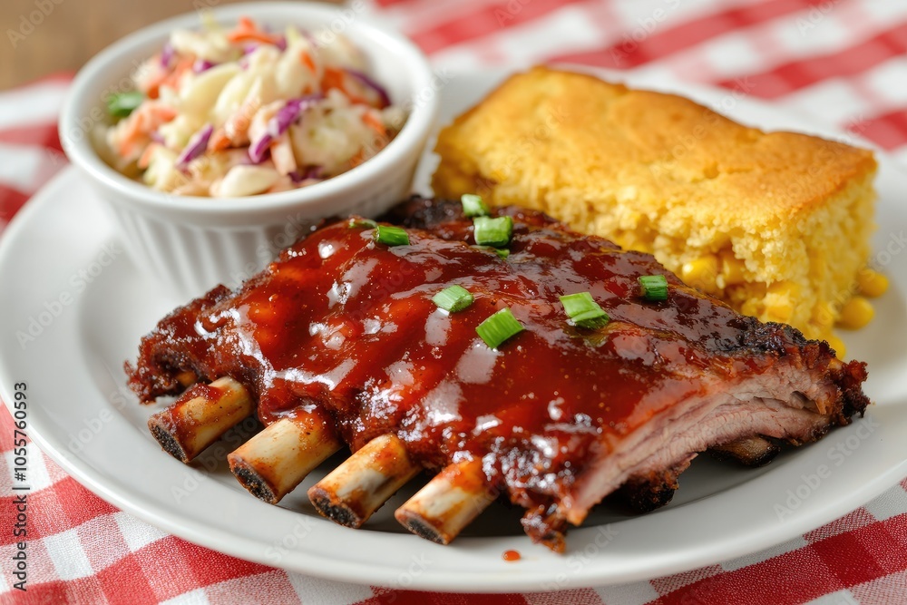 Delicious Barbecue Ribs with Side Dishes Delicious Barbecue Ribs with Side Dishes
