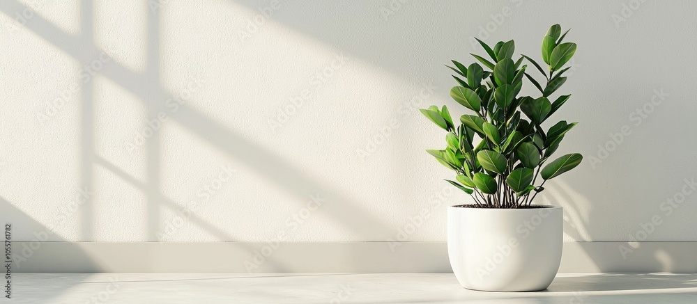 Zamioculcas Zamiifolia Plant In White Flower Pot Standon A Light Background On The Floor Modern Houseplants With Zamioculcas Plant Minimal Creative Home Decor Concept Garden Room Zamioculcas Zamiifolia Plant In White Flower Pot Standon A Light Background On The Floor Modern Houseplants With Zamioculcas Plant Minimal Creative Home Decor Concept Garden Room