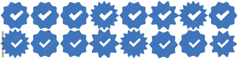 Set of Verified badge symbol collection. Profile verified badge. Guaranteed signs. Vector Illustration. Set of Verified badge symbol collection. Profile verified badge. Guaranteed signs. Vector Illustration.