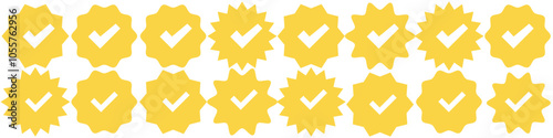 Set of Verified badge symbol collection. Profile verified badge. Guaranteed signs. Vector Illustration.