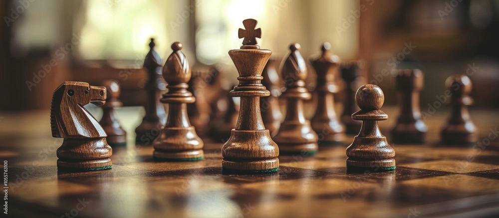 Chess Pieces On The Board During The Game Chess Pieces On The Board During The Game