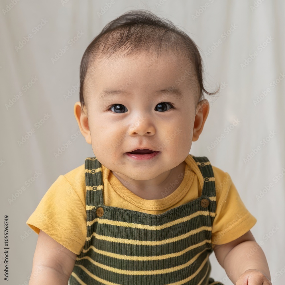 cute asian baby sitting on the floor isolated on white background cute asian baby sitting on the floor isolated on white background