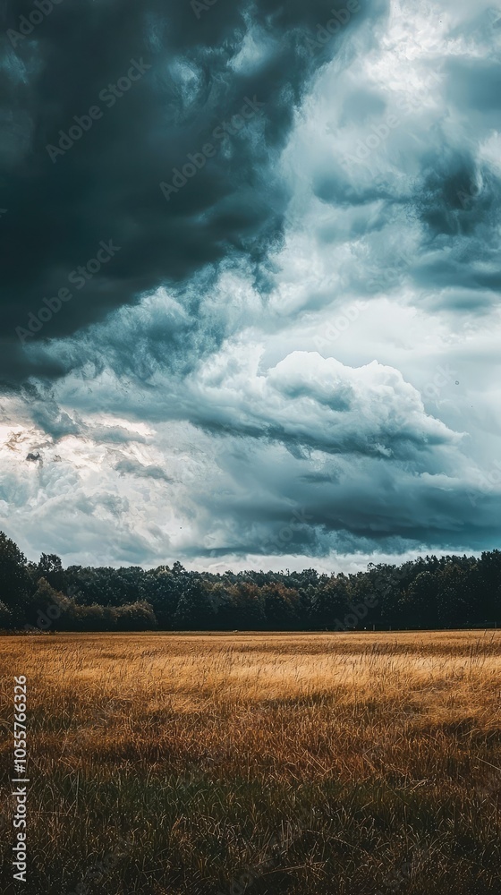 Dramatic Thunderstorm Brewing Over Vast Landscape Dramatic Thunderstorm Brewing Over Vast Landscape