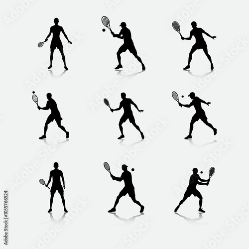 Tennis player silhouette set 01