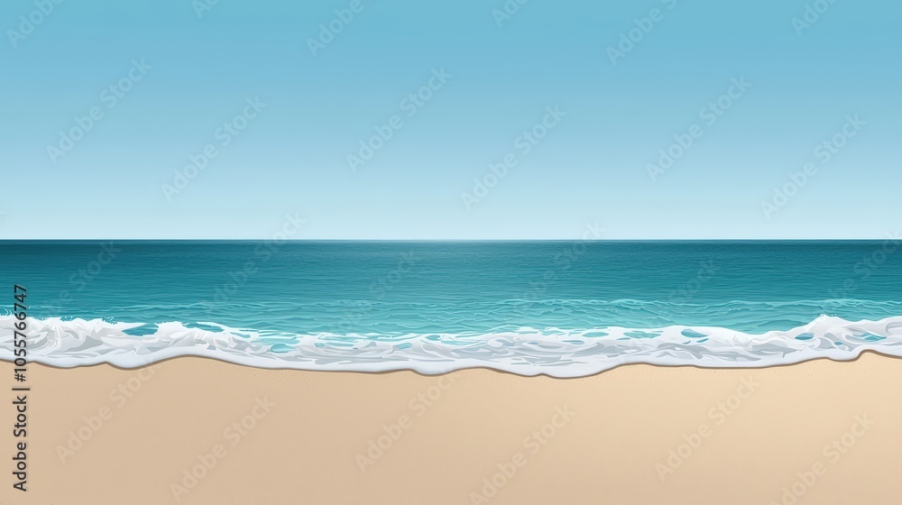 Fototapeta premium Ocean view, sand beach, clear blue sky