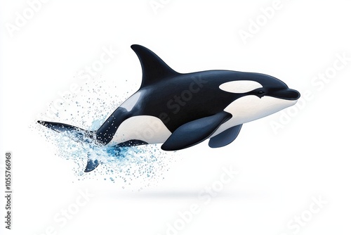 Orca whale leaping from water splash