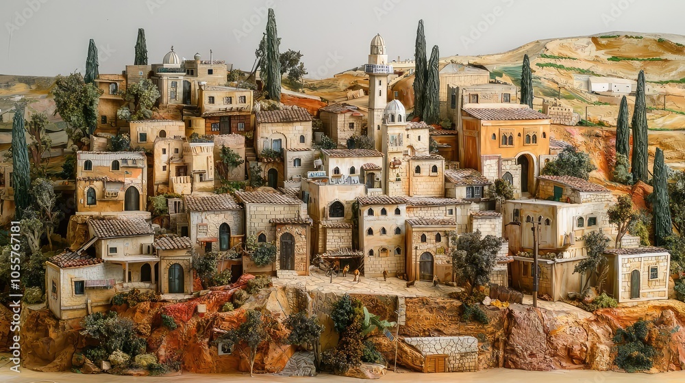 Obraz premium Traditional Palestinian Village Model Display