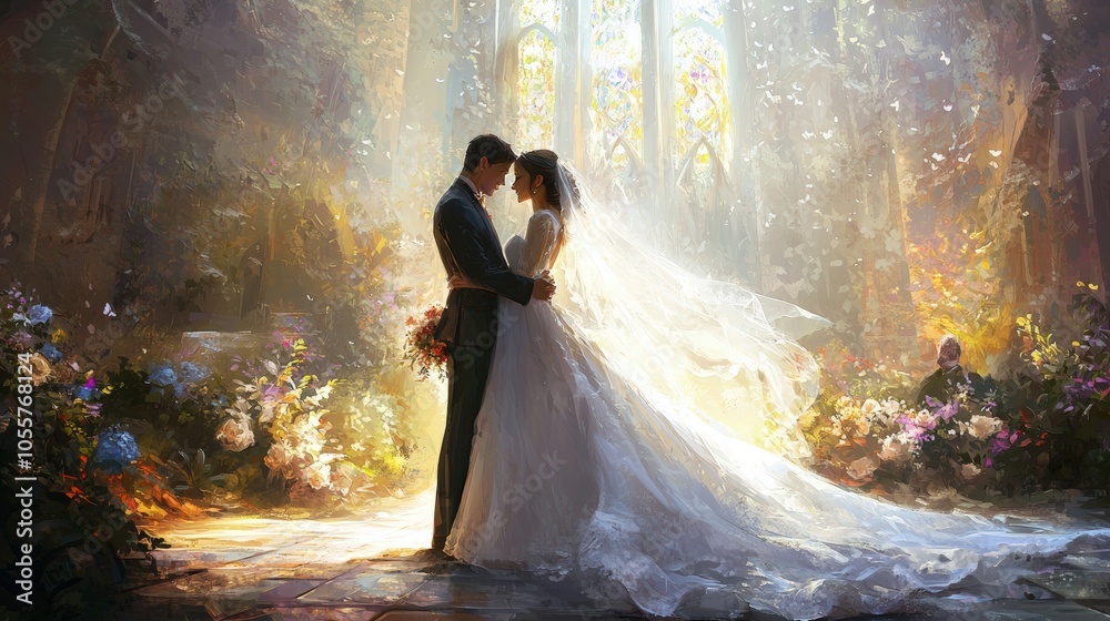 Romantic couple in a beautiful setting Romantic couple in a beautiful setting