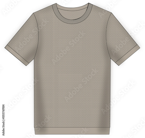 Basic Short sleeve Shirt with Waffle knitted stitch vector