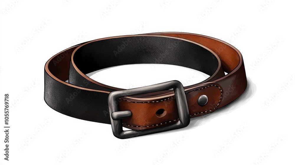 Stylish leather belt, white isolate background Stylish leather belt, white isolate background
