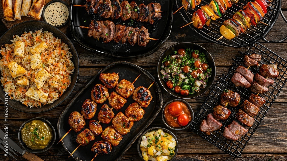 Fototapeta premium Outdoor Barbecue with Delicious Grilled Delicacies