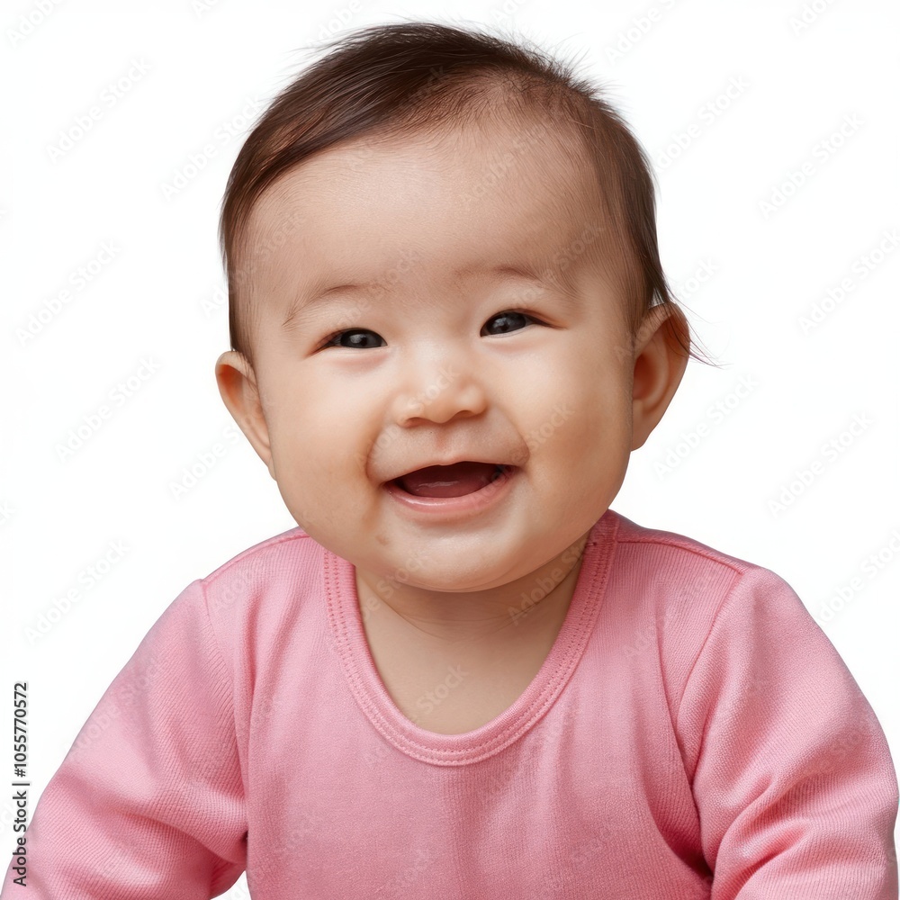 cute asian baby sitting on the floor isolated on white background cute asian baby sitting on the floor isolated on white background