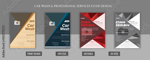 Car wash flyer brochure professional creative modern elegant, clean, maintenance, rent, repair, servicing, garage, showroom, engine, trending, corporate, real estate, fresh, a4 bundle print templates.