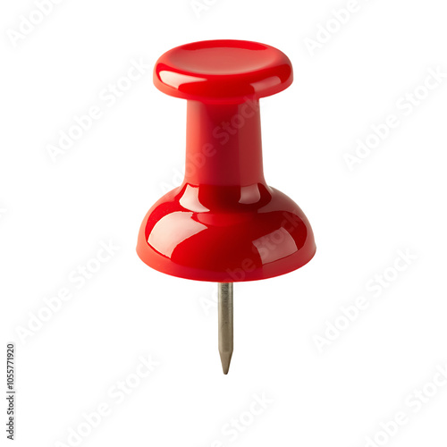 Red push pin isolated on transparent background