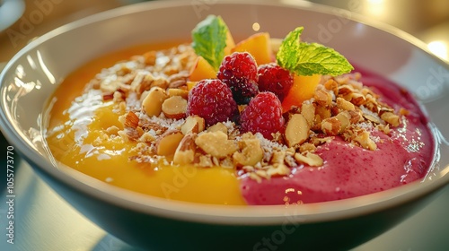 Colorful Smoothie Bowl with Fresh Garnishes