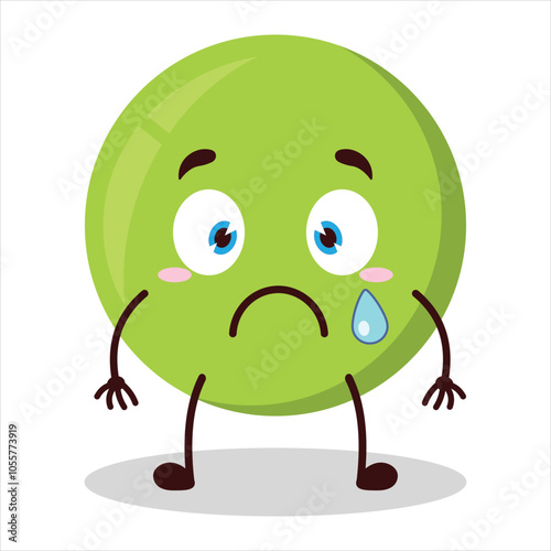 cute nervous expression of pea cartoon character