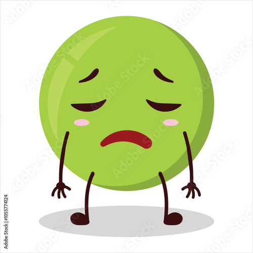 cute tired expression of pea cartoon character