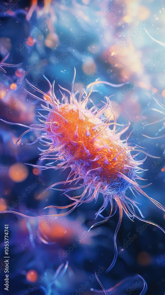 Captivating 3D Illustration of Bacterial Cell in Colorful Scene Captivating 3D Illustration of Bacterial Cell in Colorful Scene