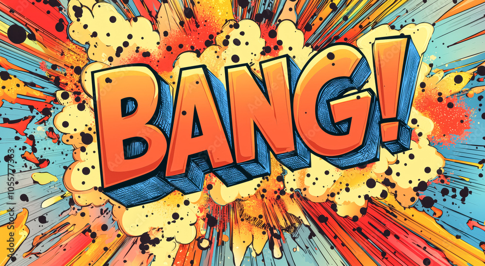 Comic speech bubble with expression text BANG. Bright dynamic cartoon illustration in retro pop art style Comic speech bubble with expression text BANG. Bright dynamic cartoon illustration in retro pop art style