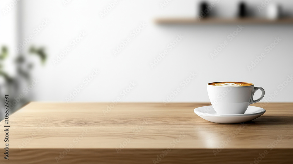 A steaming cappuccino in a white mug sits on a wooden table A steaming cappuccino in a white mug sits on a wooden table