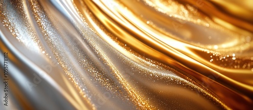 Abstract golden and silver fabric texture background.