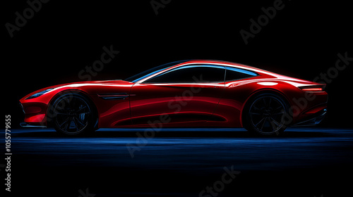  red, generic sports car set against a dark black background