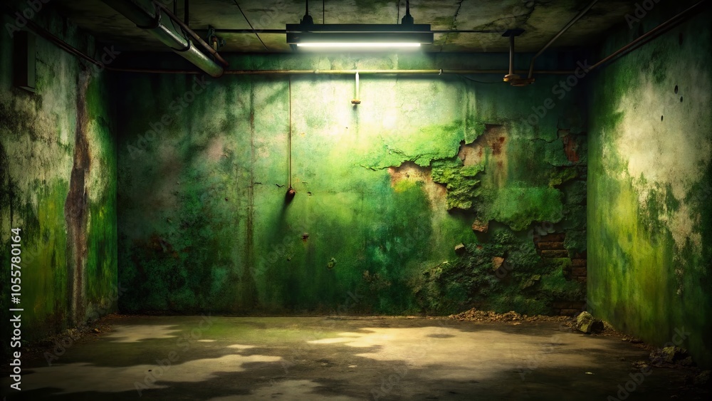 Obraz premium Creepy Dirty Basement Wall with Dark Vignette for Disturbing Backgrounds and Horror Themes