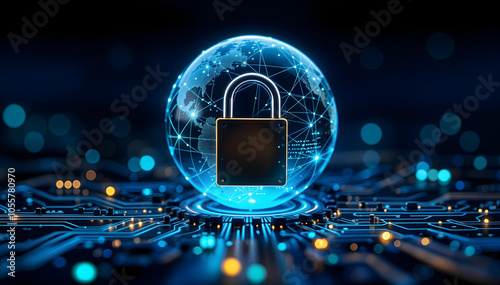 Global Cybersecurity and Data Protection Concept