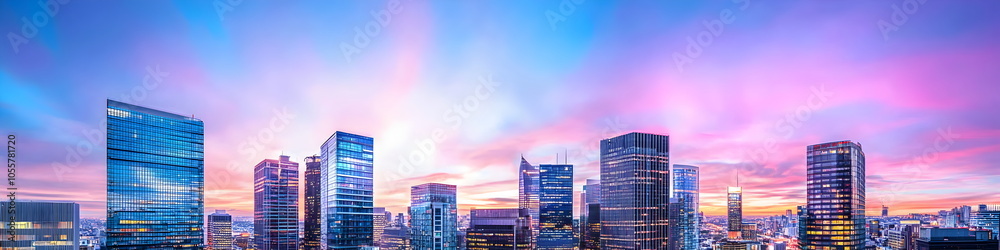 A city skyline with a beautiful sunset in the background A city skyline with a beautiful sunset in the background