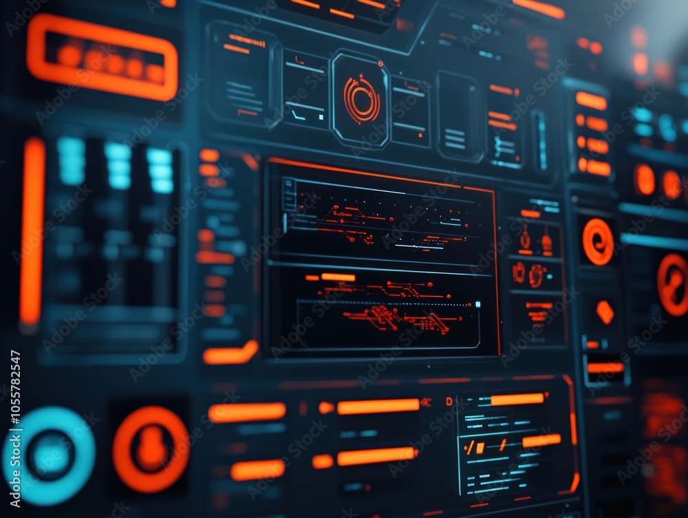 Futuristic User Interface Displaying Advanced Technology and Data Visualization Elements Futuristic User Interface Displaying Advanced Technology and Data Visualization Elements