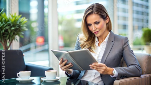 Businesswoman Reading Online Magazine photo