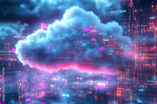 Neon Dreamlike Cloud Structure