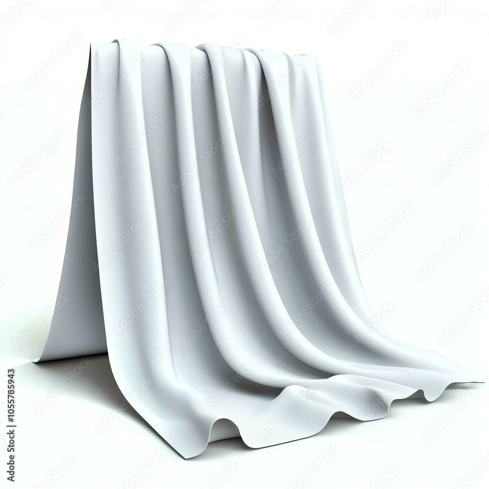 Soft white fabric draped elegantly, isolated. Soft white fabric draped elegantly, isolated.